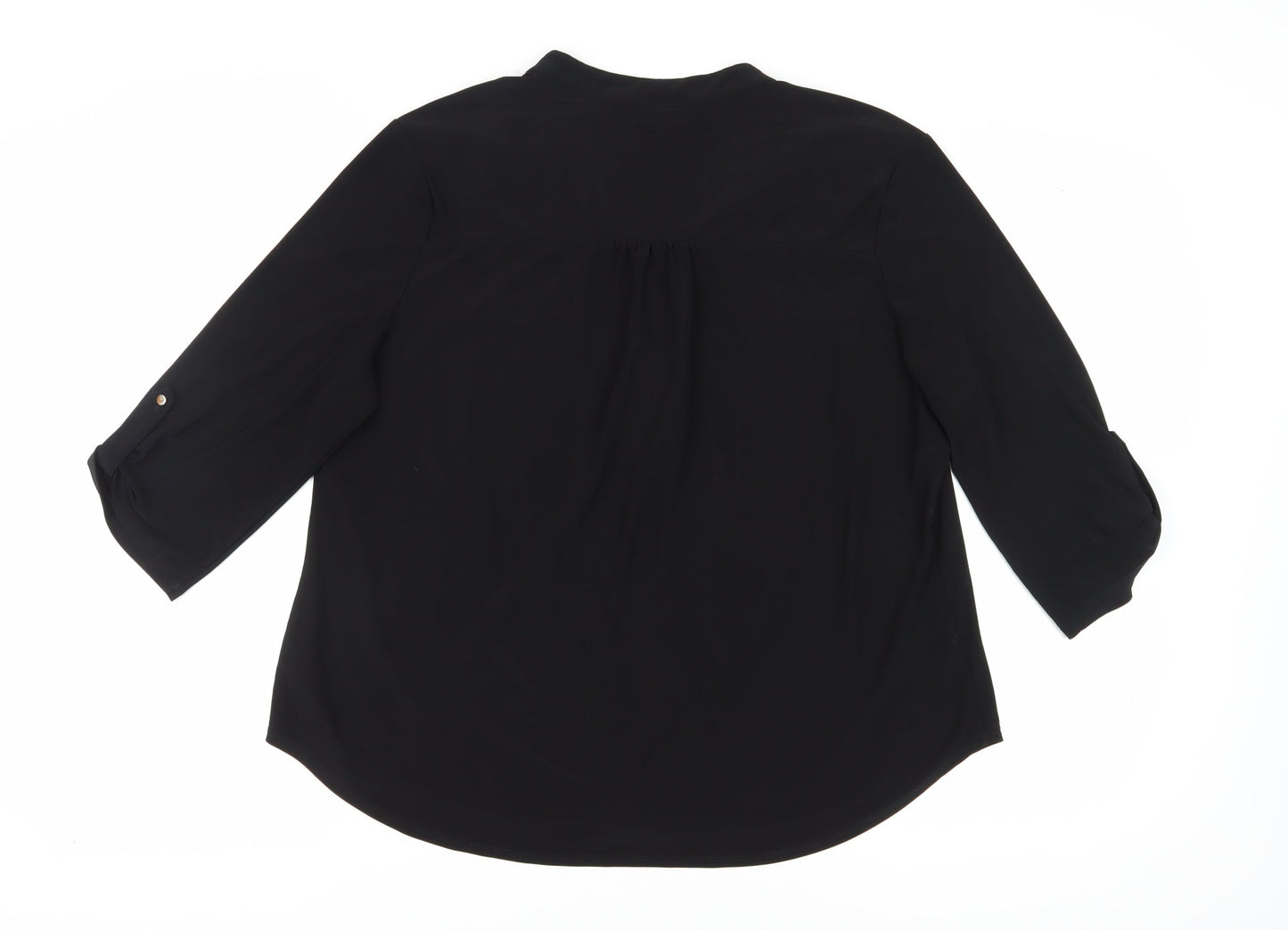 Wallis Women's Black Blouse, Size L, Zip Accent