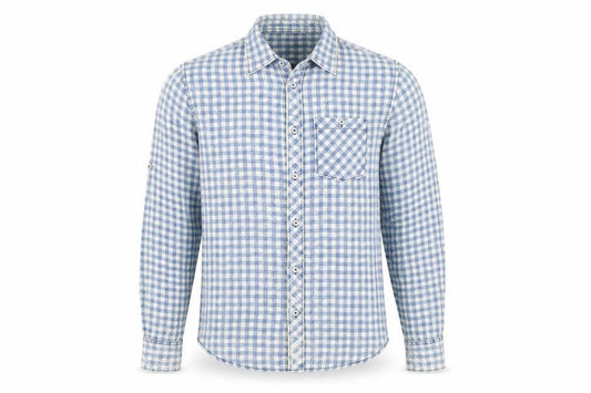 FSBN Men's Blue Slim Fit Check Long Sleeve Shirt