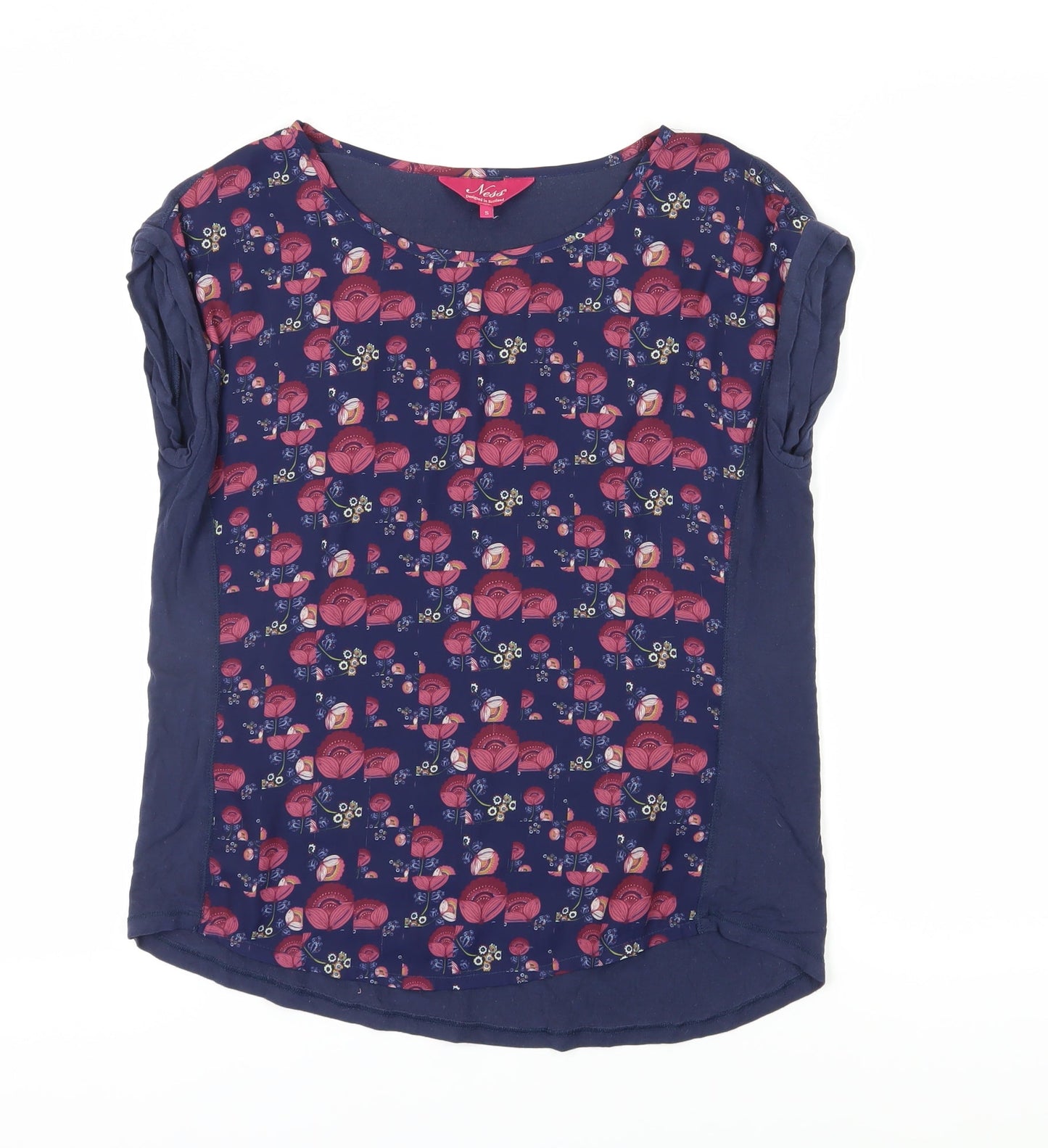 Ness Women's Blue Floral T-Shirt - Size S