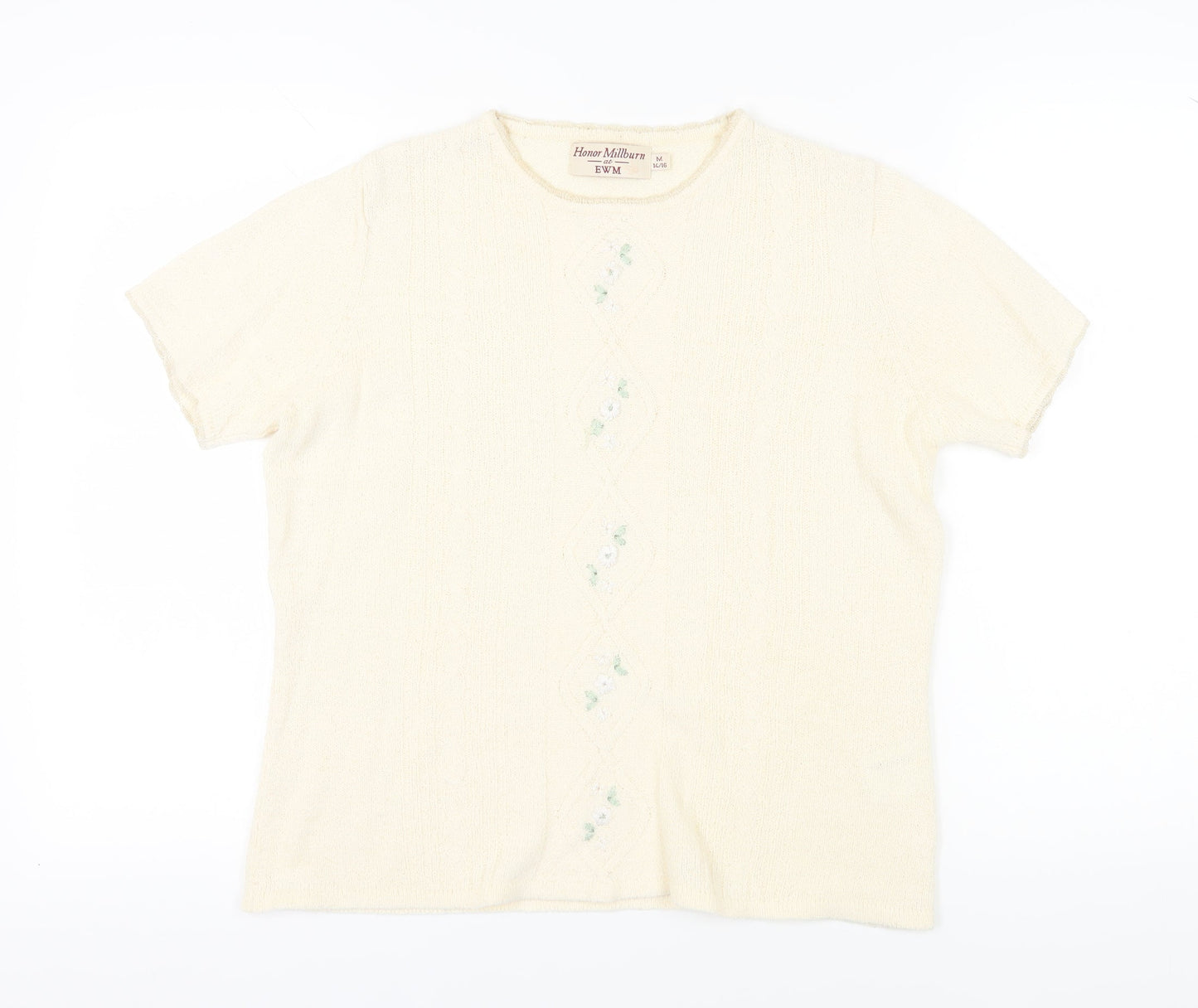 Honor Millburn Women's Ivory T-Shirt Size 14 Medium