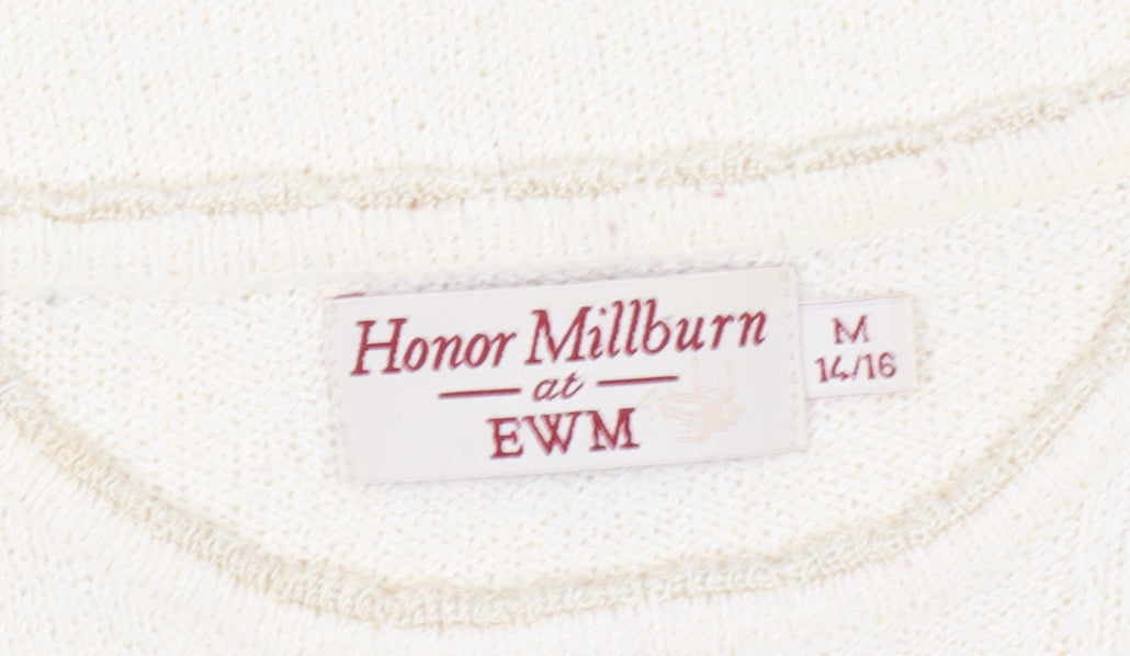 Honor Millburn Women's Ivory T-Shirt Size 14 Medium
