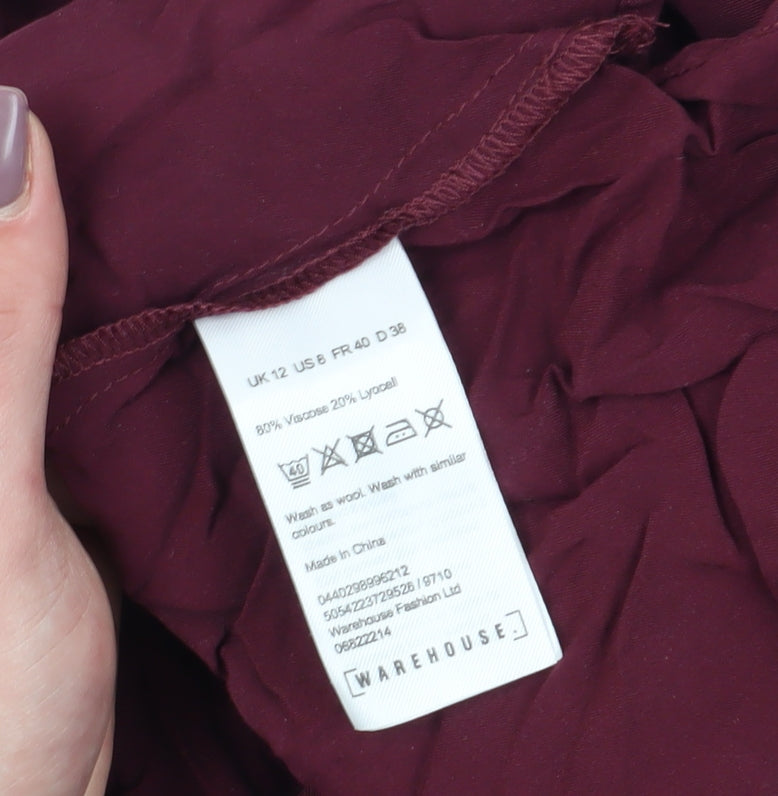 Warehouse Women's Purple Button-Up Long Sleeve Shirt