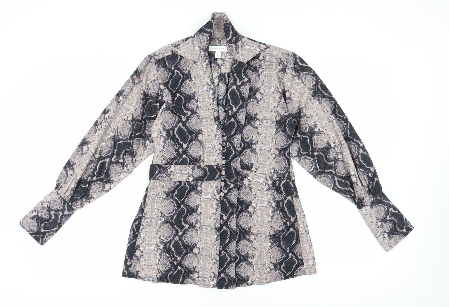 Topshop Women's Brown Snake Print Blouse, UK 6