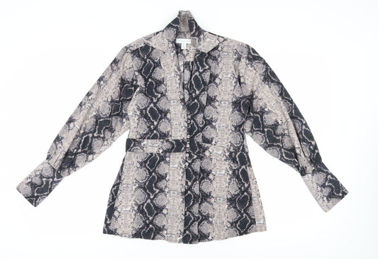Topshop Women's Brown Snake Print Blouse, UK 6