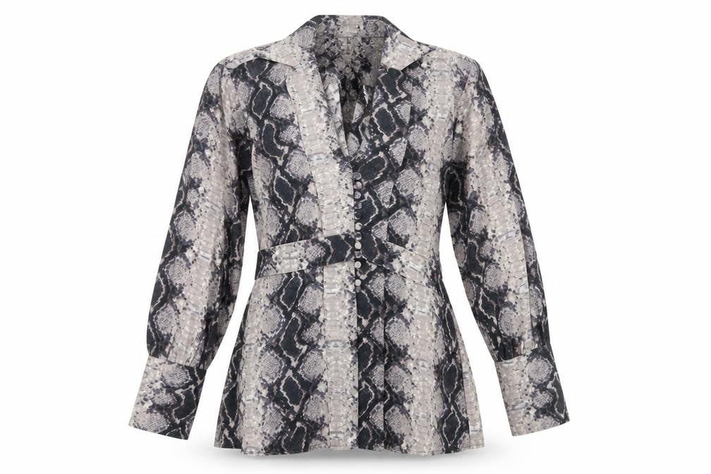 Topshop Women's Brown Snake Print Blouse, UK 6