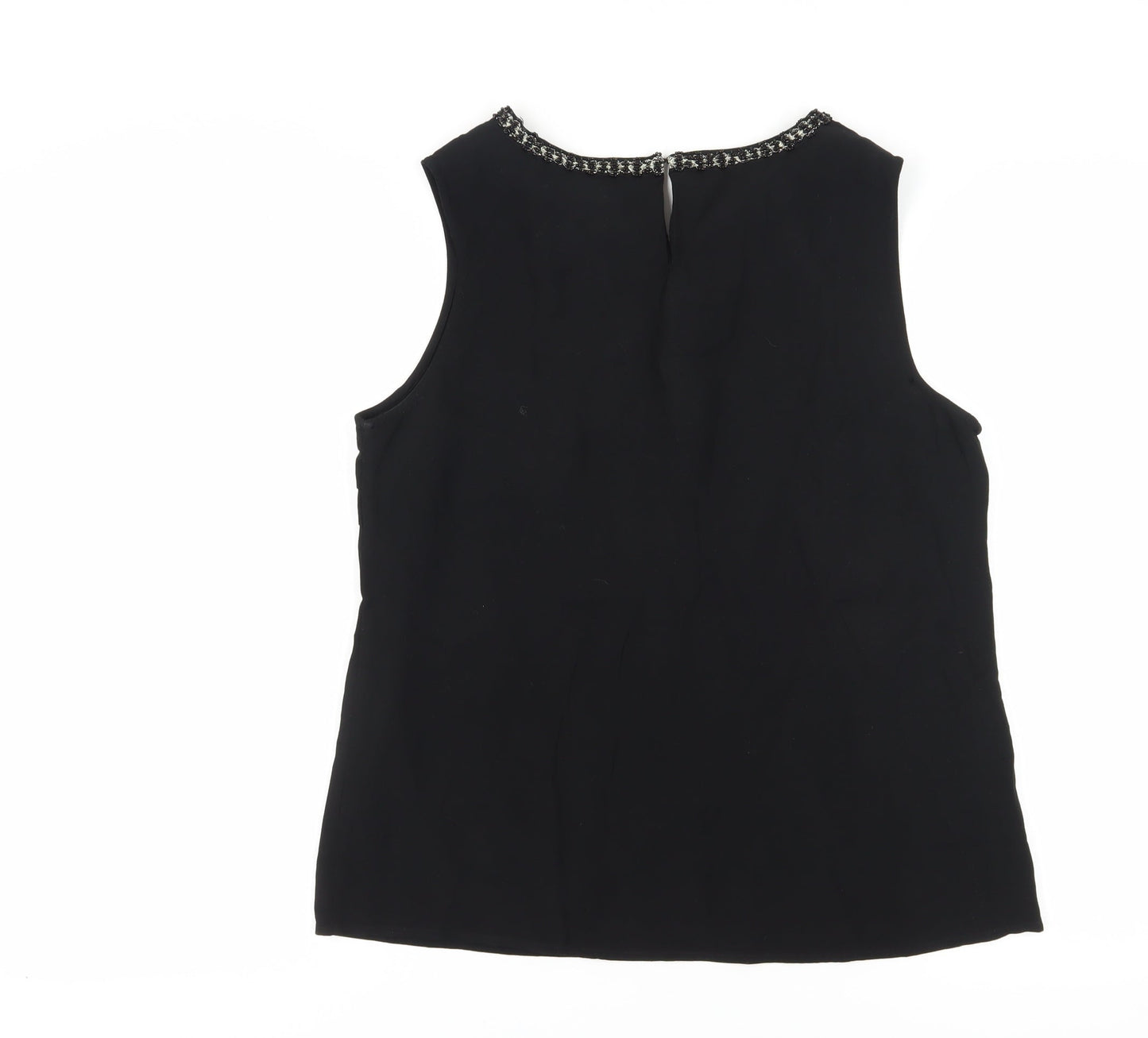 Monsoon Women's Black Beaded Blouse Size 14 Sleeveless