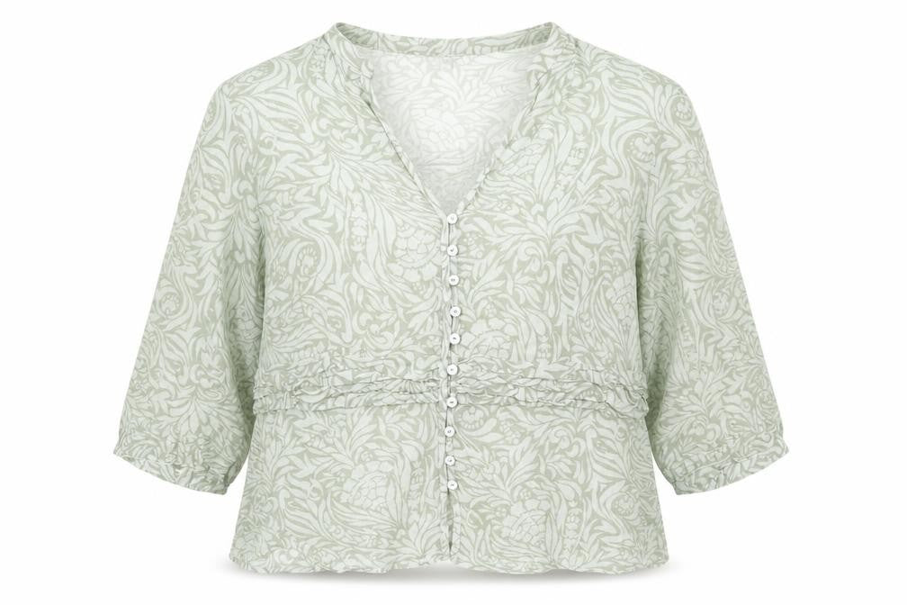 Monsoon Green Floral Blouse, Women's 18, 3/4 Sleeve