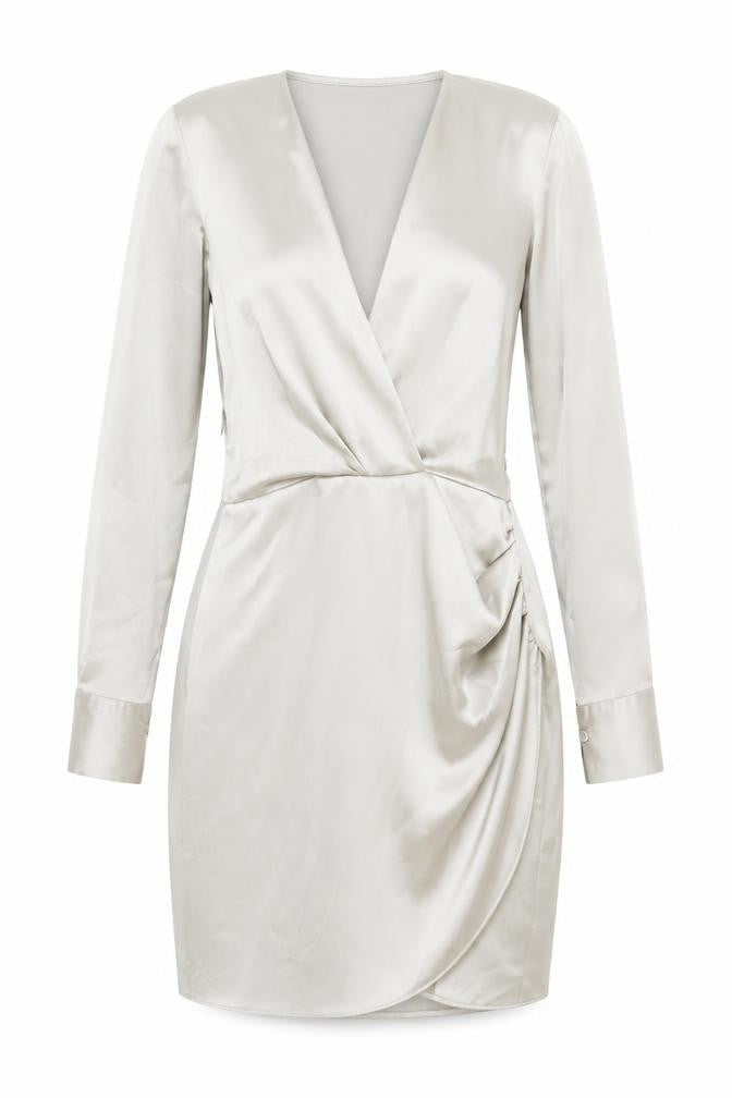 Zara Women's Grey Satin Wrap Dress, Size S, Elegant Style