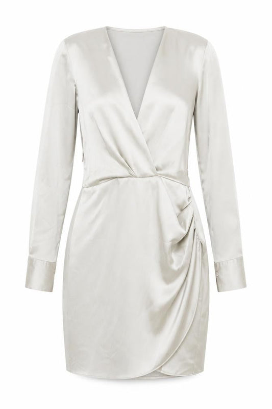 Zara Women's Grey Satin Wrap Dress, Size S, Elegant Style
