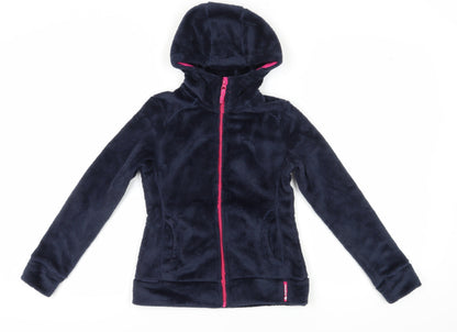 Additional front view of Decathlon girls’ blue hooded fleece jacket 11 years