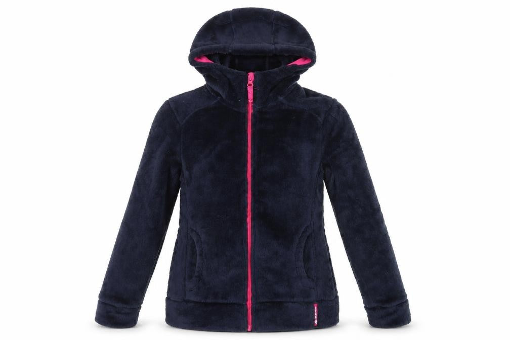 Front view of Decathlon girls’ blue hooded fleece jacket 11 years