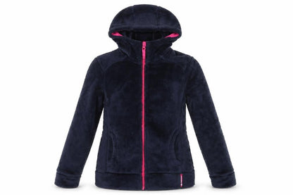 Front view of Decathlon girls’ blue hooded fleece jacket 11 years