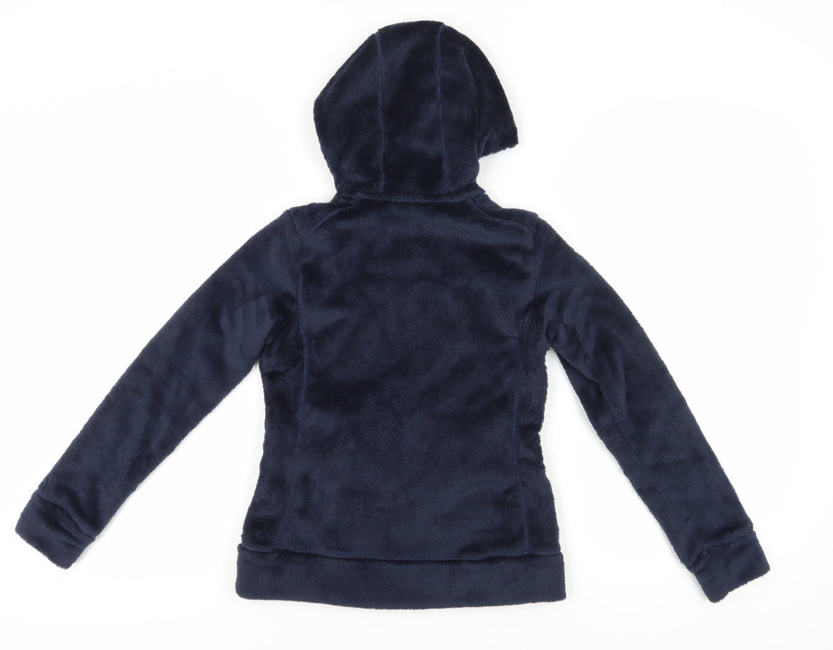 Back view of Decathlon girls’ blue hooded fleece jacket 11 years