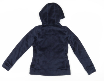 Back view of Decathlon girls’ blue hooded fleece jacket 11 years