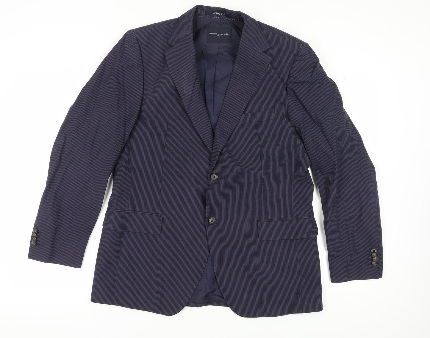 Tommy Hilfiger Men's Blue Striped Blazer UK Size 42