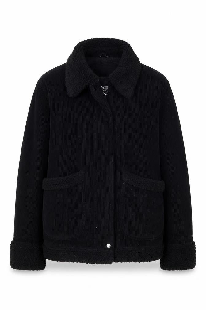 Topshop Black Women's Bomber Jacket, Size 10, Corduroy, Collared
