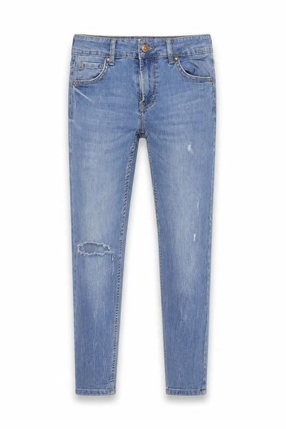 Bershka Girls Blue Skinny Ripped Jeans Size 10