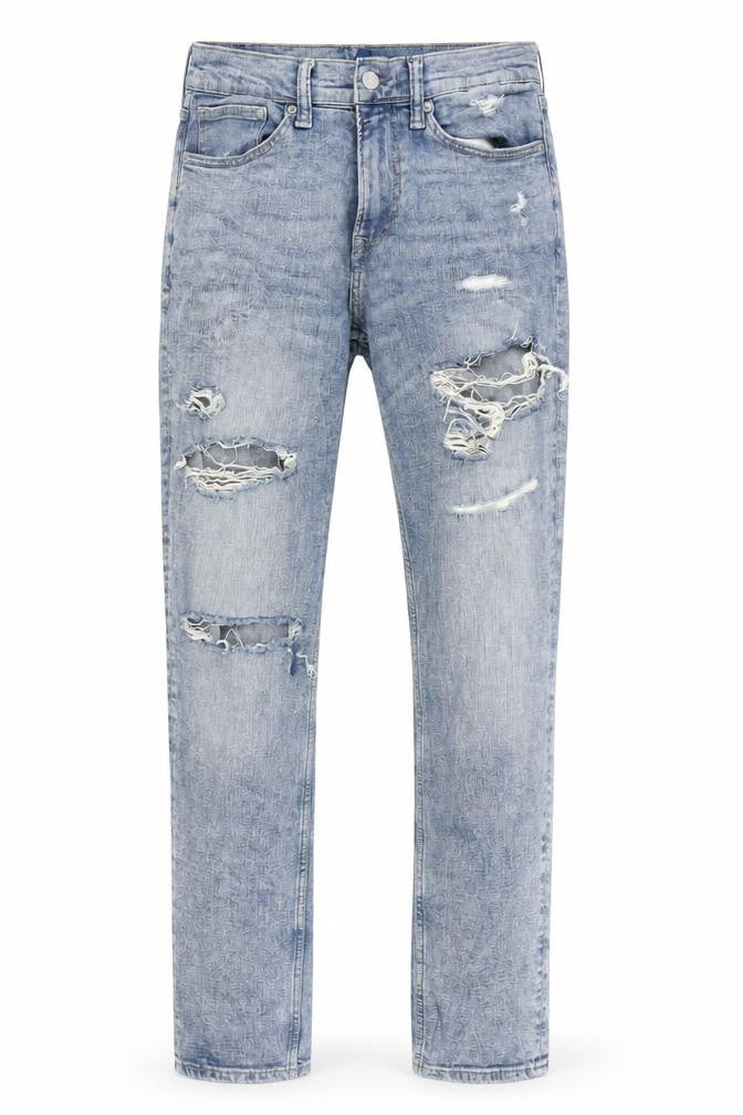 H&M Women's Blue Distressed Straight Jeans - Size 31