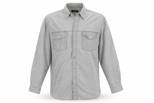 C&A Men's Grey Regular Fit Button-Up Shirt L