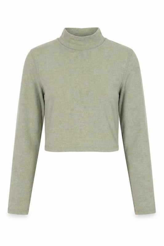 Urban Outfitters Women's Green Cropped Mock Neck Top S