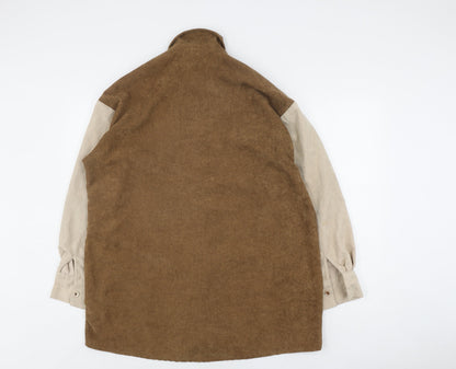 MISSPAP Women's Brown Button-Up Corduroy Shirt