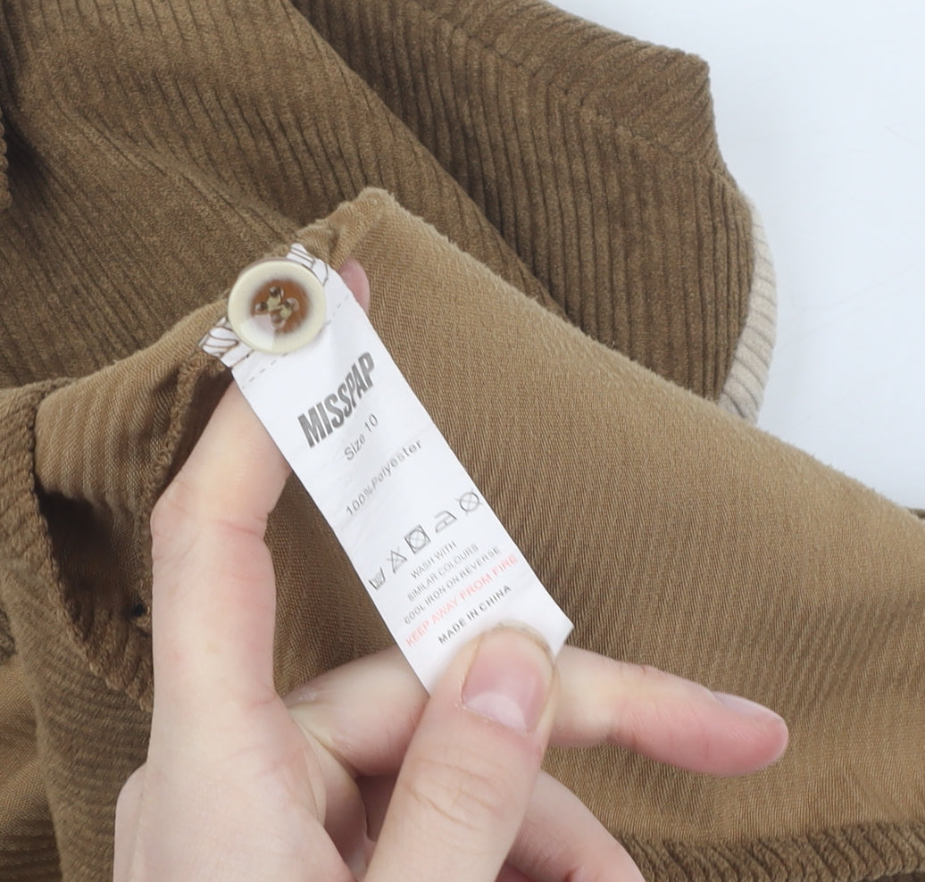 MISSPAP Women's Brown Button-Up Corduroy Shirt