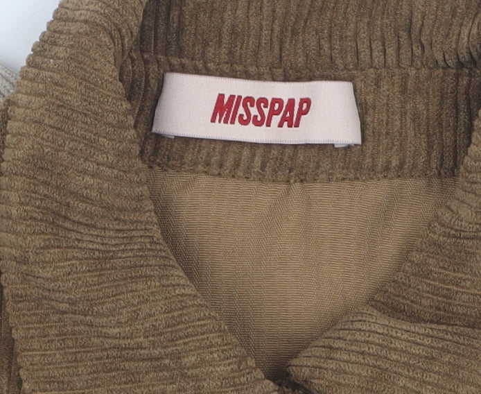 MISSPAP Women's Brown Button-Up Corduroy Shirt