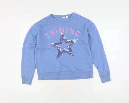 Gap Girls Blue Sequin Pullover Jumper XL