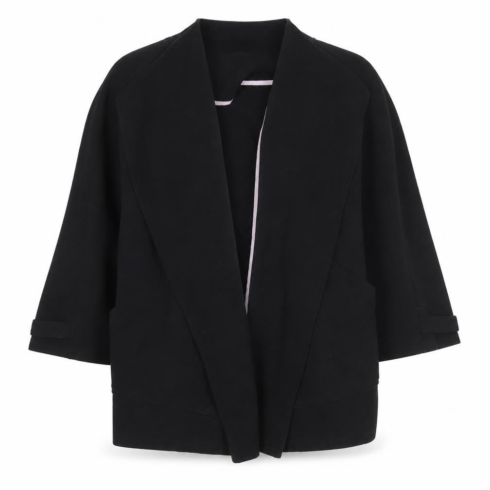 River Island Women's Black Size 12 3/4 Sleeve Coat