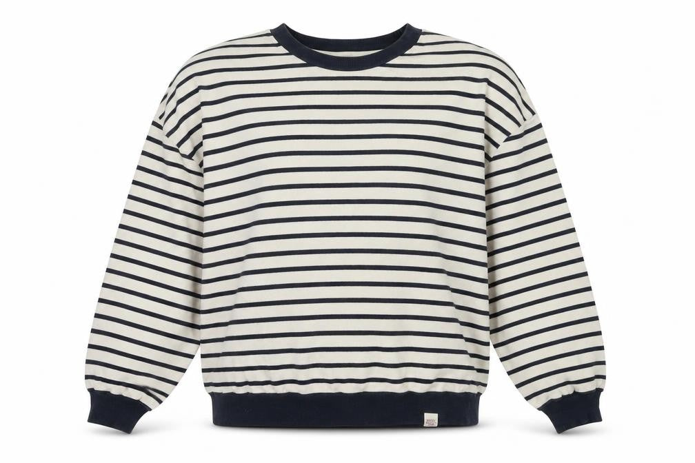 Pacific Republic Unisex Ivory Striped Medium Sweatshirt
