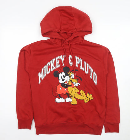 Preloved Disney Women's Red Pullover Hoodie 2XS Cotton Blend - Front