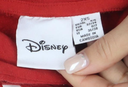Preloved Disney Women's Red Pullover Hoodie 2XS Cotton Blend - Detail