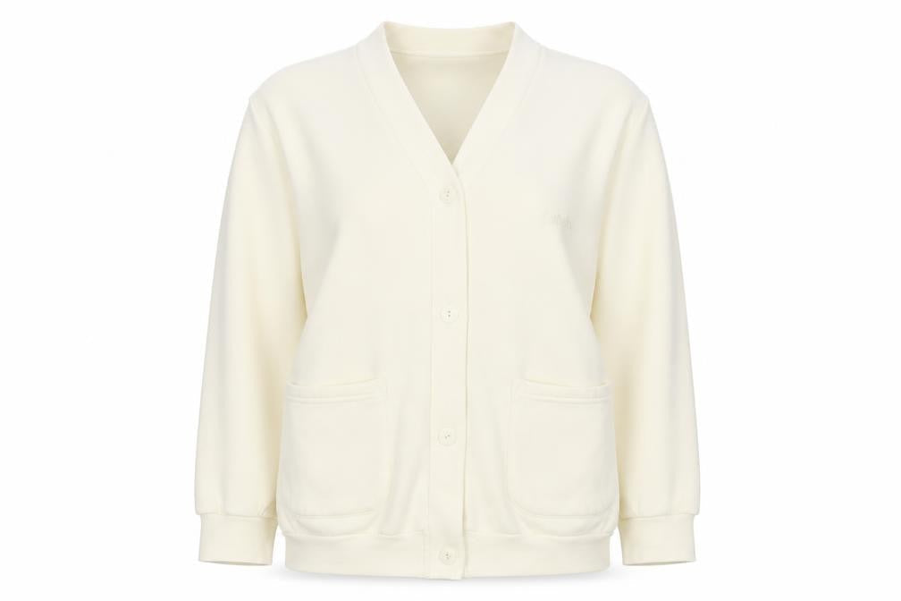 Cathedral Women's Ivory Cardigan, Size L, V-Neck