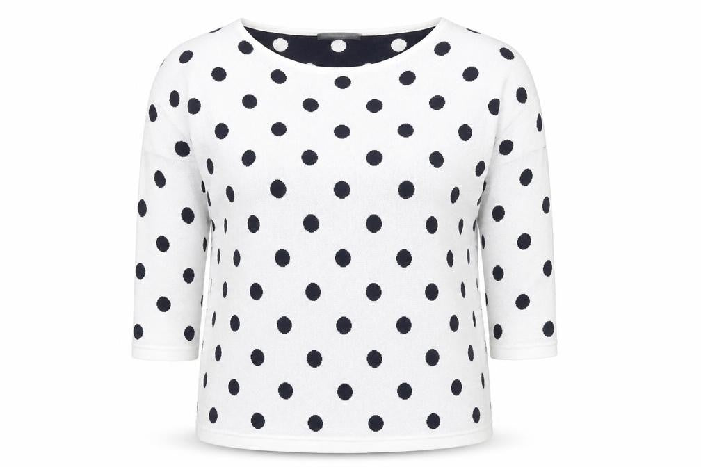 Laura Ashley Women's White Polka Dot Pullover Jumper