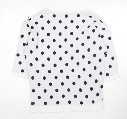 Laura Ashley Women's White Polka Dot Pullover Jumper