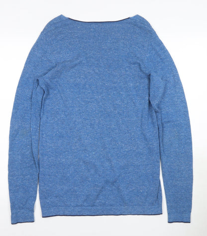 Jack & Jones Men's Blue V-Neck Cotton Pullover Jumper S