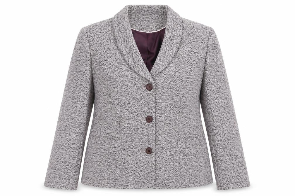 Eastex Women's Grey Suit Jacket, Size 14, Lined Shawl Lapel