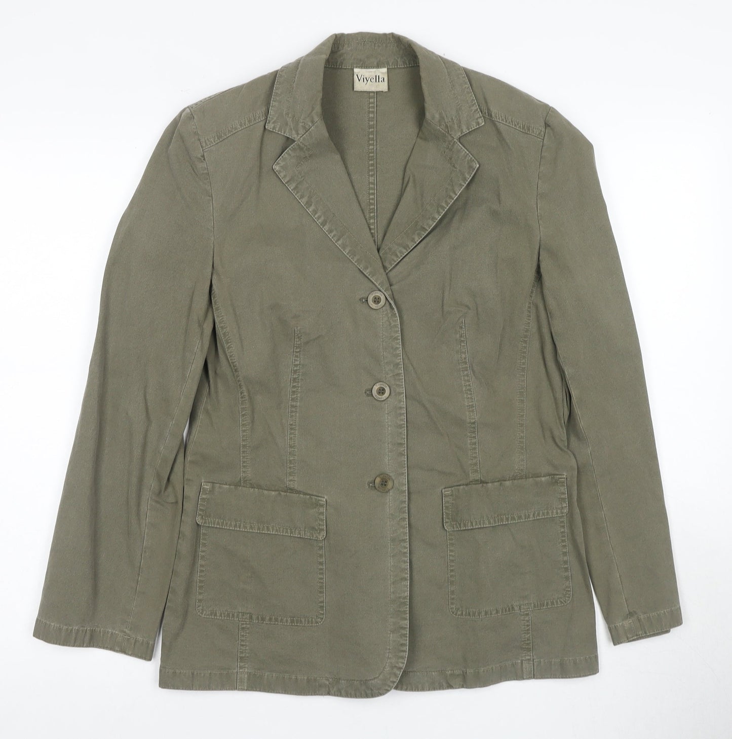 Viyella Women's Green Blazer, Size 10, Cotton, Button