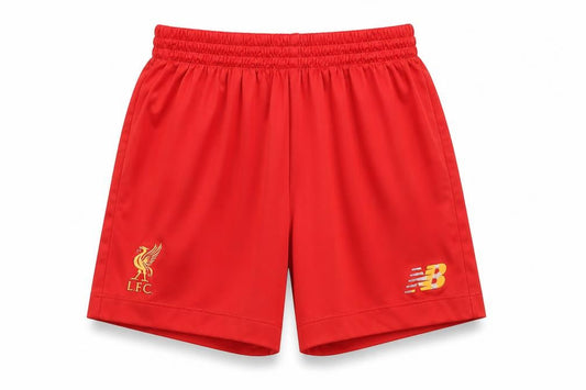 Front view of New Balance boys’ red athletic football shorts 4-5 years