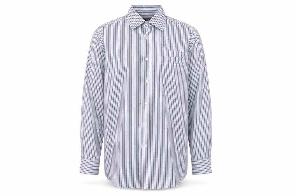 Thomas Nash Men's Blue Striped Classic Fit Dress Shirt