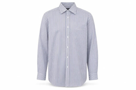 Thomas Nash Men's Blue Striped Classic Fit Dress Shirt