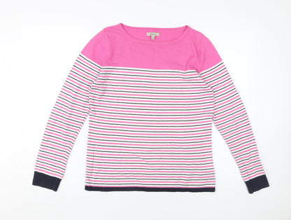 Kew Women's Pink Striped Knit Pullover Jumper M