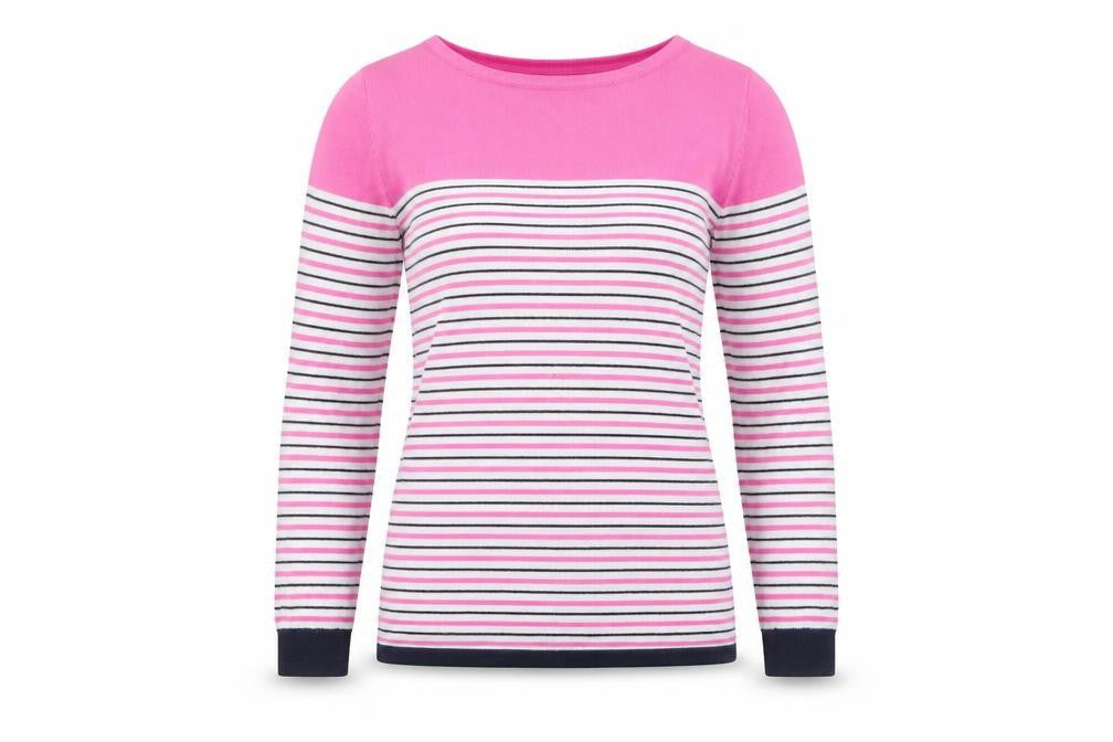 Kew Women's Pink Striped Knit Pullover Jumper M