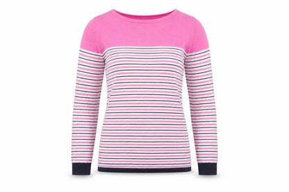 Kew Women's Pink Striped Knit Pullover Jumper M