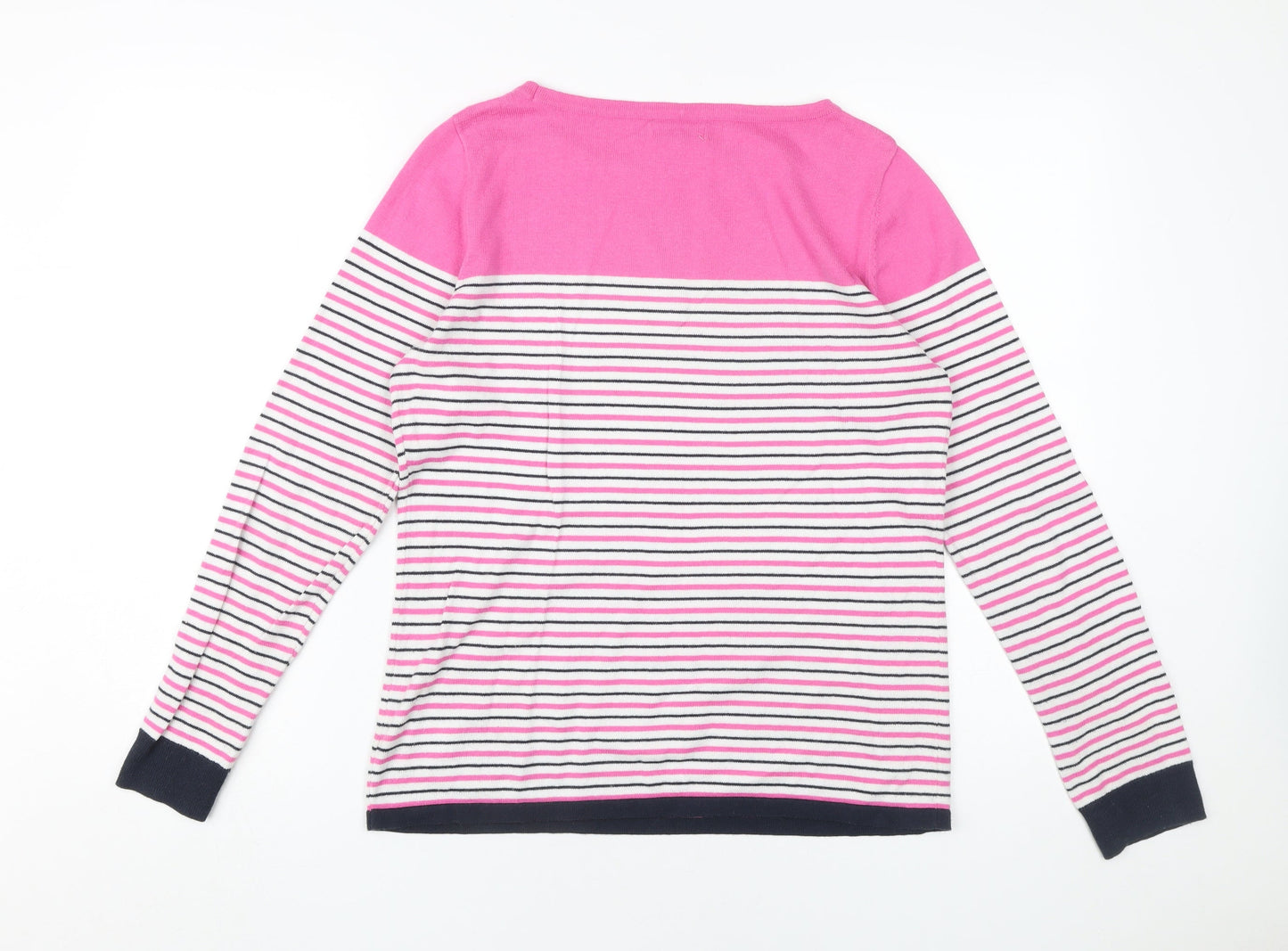 Kew Women's Pink Striped Knit Pullover Jumper M