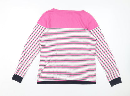 Kew Women's Pink Striped Knit Pullover Jumper M