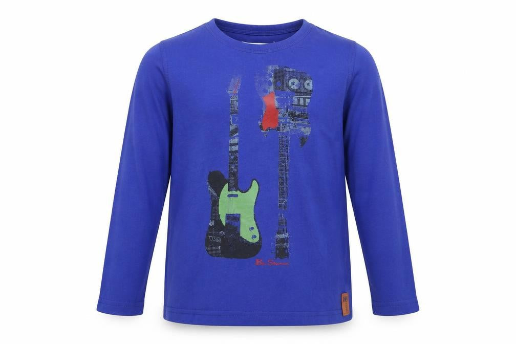 Ben Sherman Boys Blue Long Sleeve T-Shirt, Size 11-12, Graphic Print
