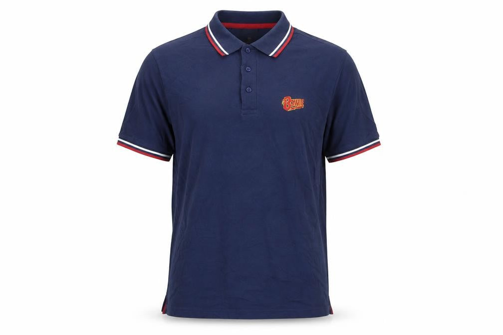 Bowie Men's Blue Polo, Size L, Music Theme, Casual Wear