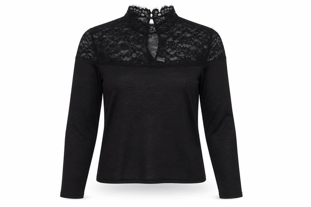 H&M Women Black Lace Long Sleeve Blouse M