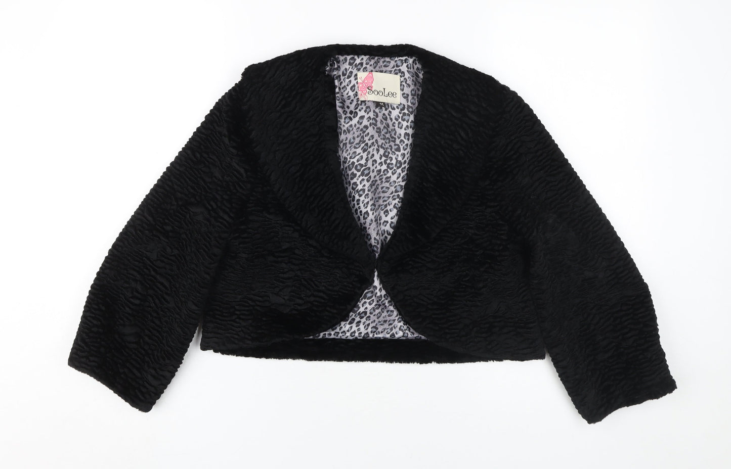 SooLee Women's Black Cropped Jacket, Size M, Elegant